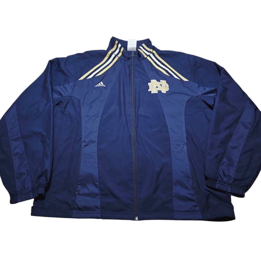 Vintage Adidas Notre Dame Fighting Irish Windbreaker Jacket Large Mesh Lined Y2k